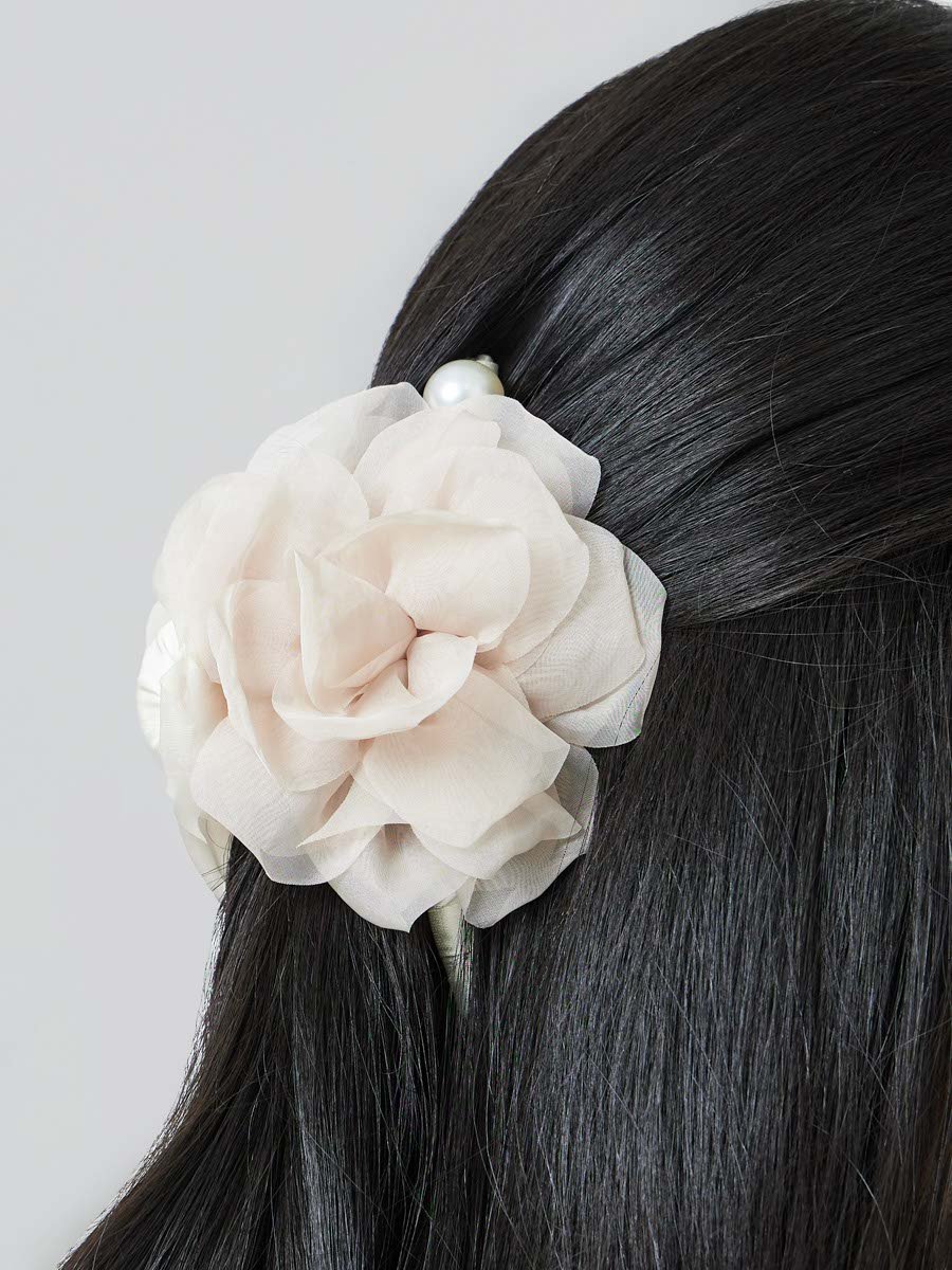 Beige Floral Hair Claw