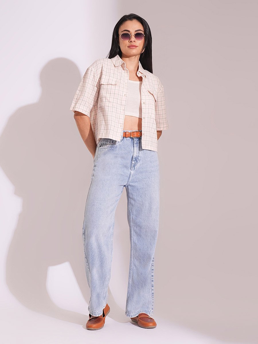 Light Wash Mid-Rise Straight Leg Jeans