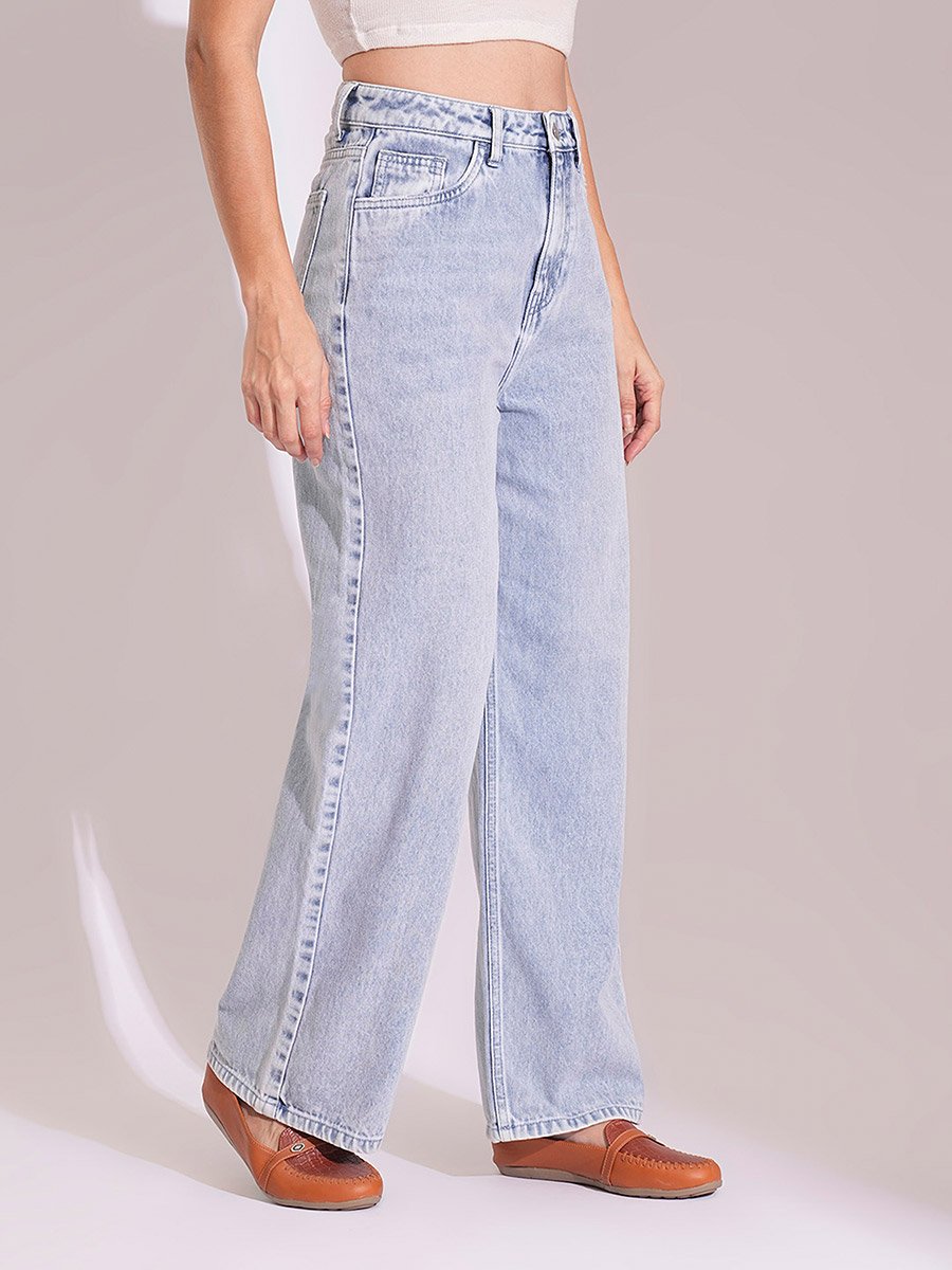 Light Wash Mid-Rise Straight Leg Jeans