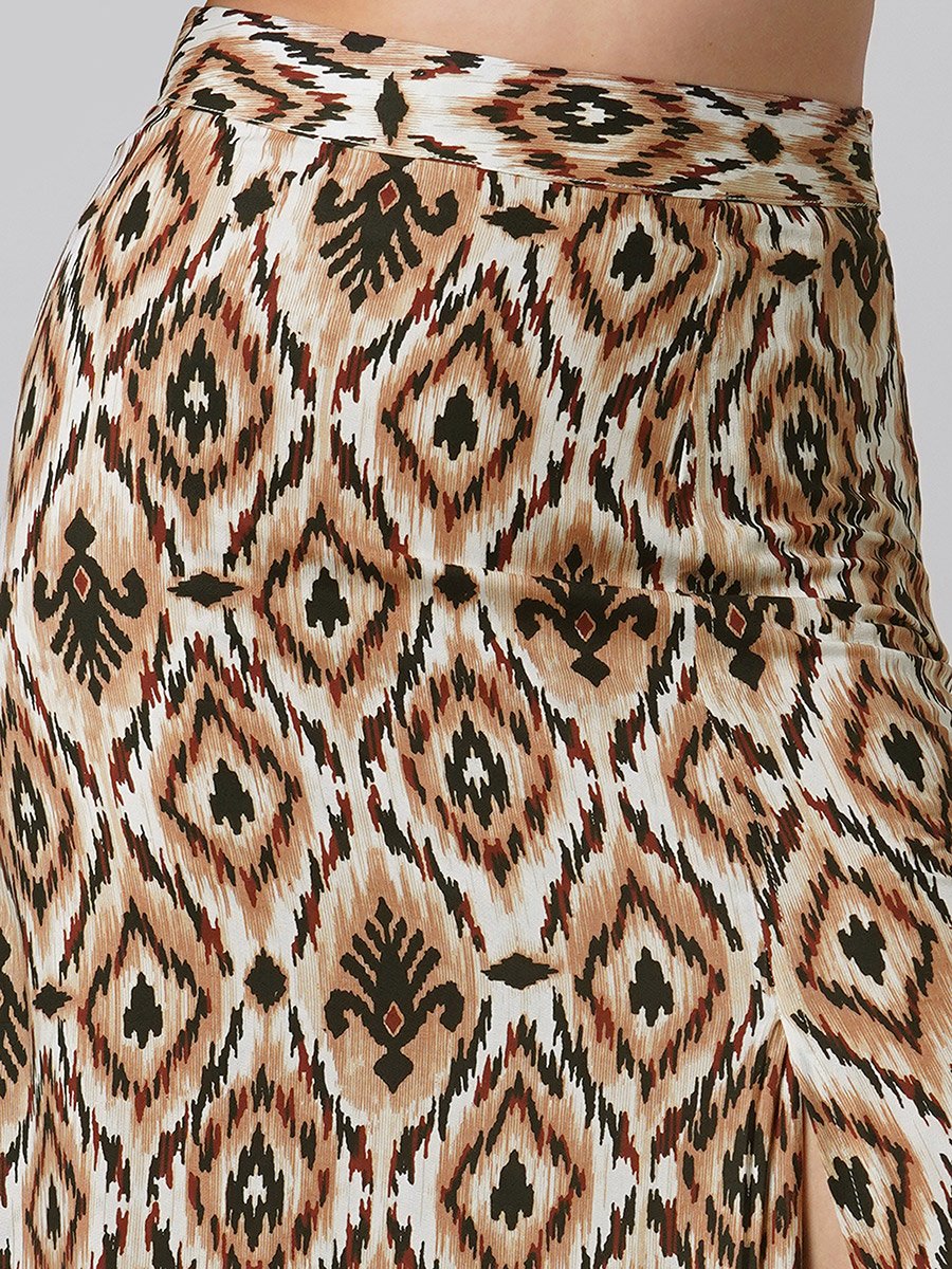 Brown Ikat Crop Top and Maxi Skirt Co-Ords