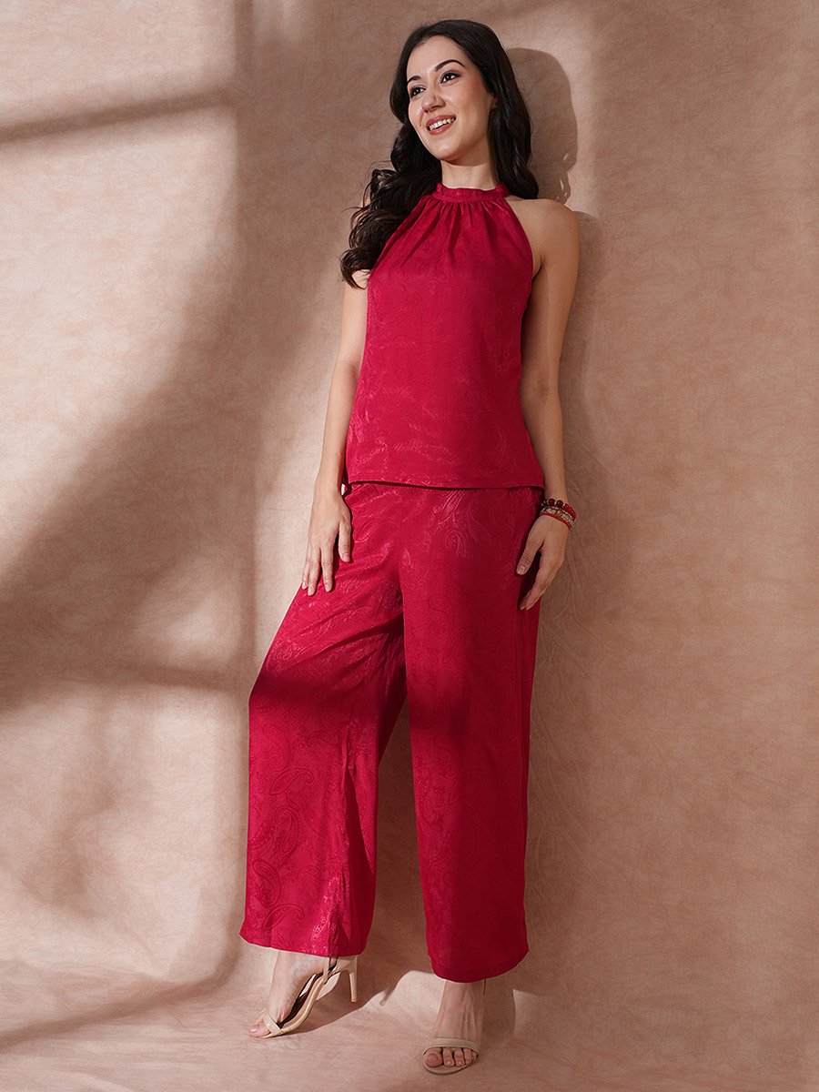 Paisley Print Halter Neck Top and Trousers Co-Ords