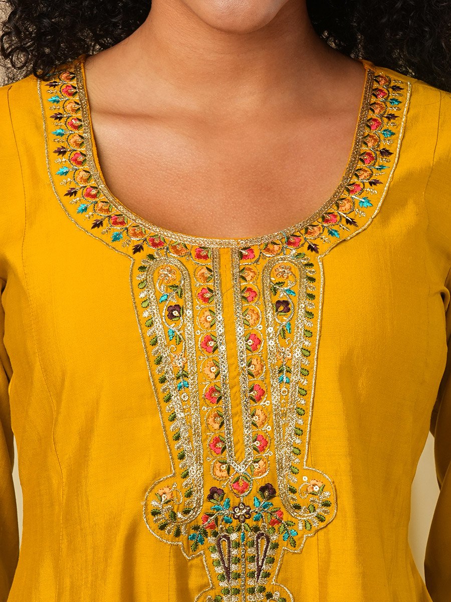 Sequined Embroidered Yoke Peplum Top and Dhoti Pants Fusion Co-Ords