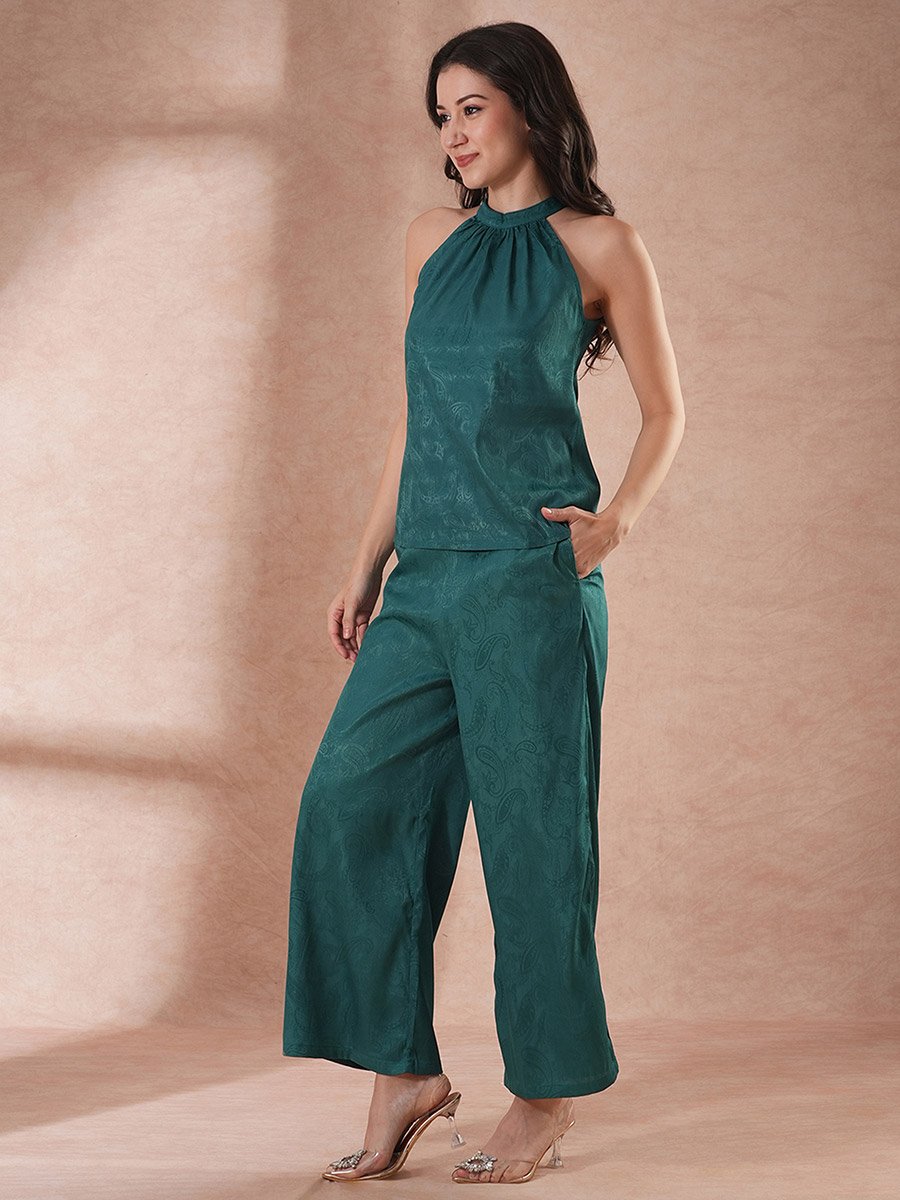 Paisley Print Halter Neck Top and Trousers Co-Ords