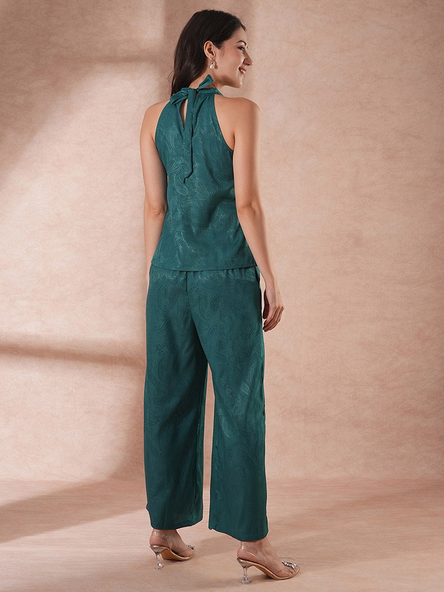 Paisley Print Halter Neck Top and Trousers Co-Ords