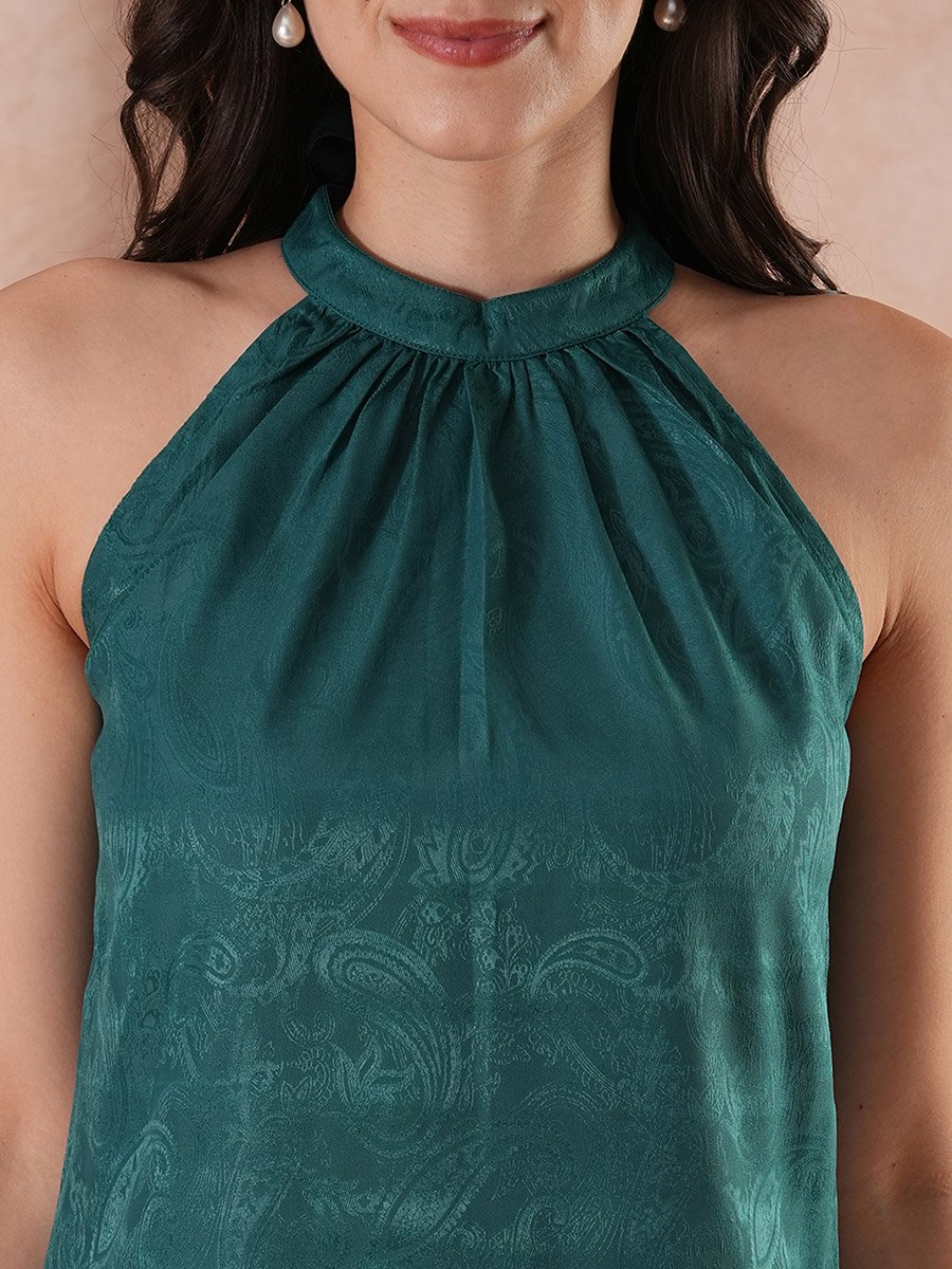 Paisley Print Halter Neck Top and Trousers Co-Ords