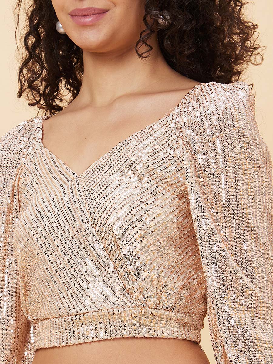 Women Beige Embellished Sweetheart Crop Top