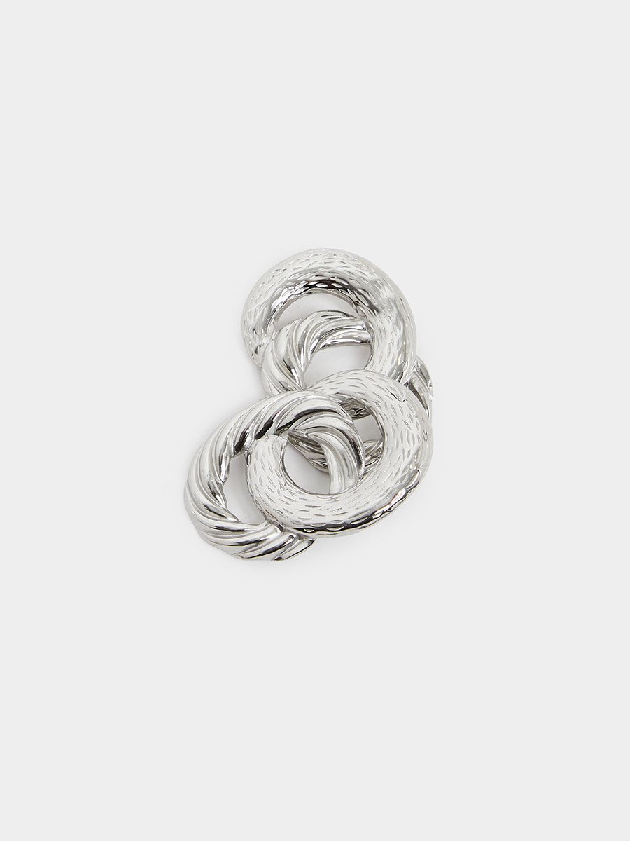 Women Silver Twisted Hoop Earrings