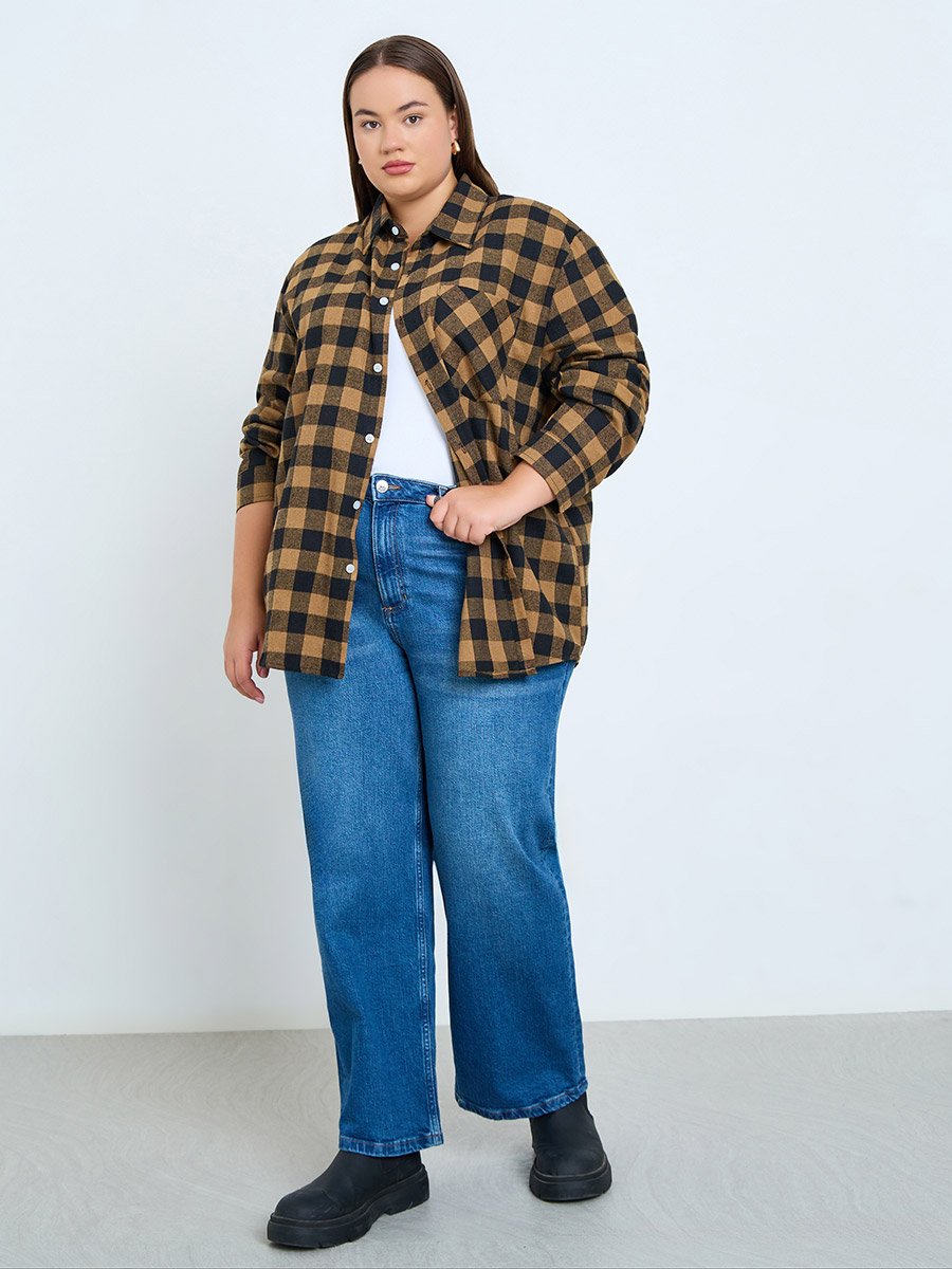 Plus Size Plaid Flannel Oversized Shirt