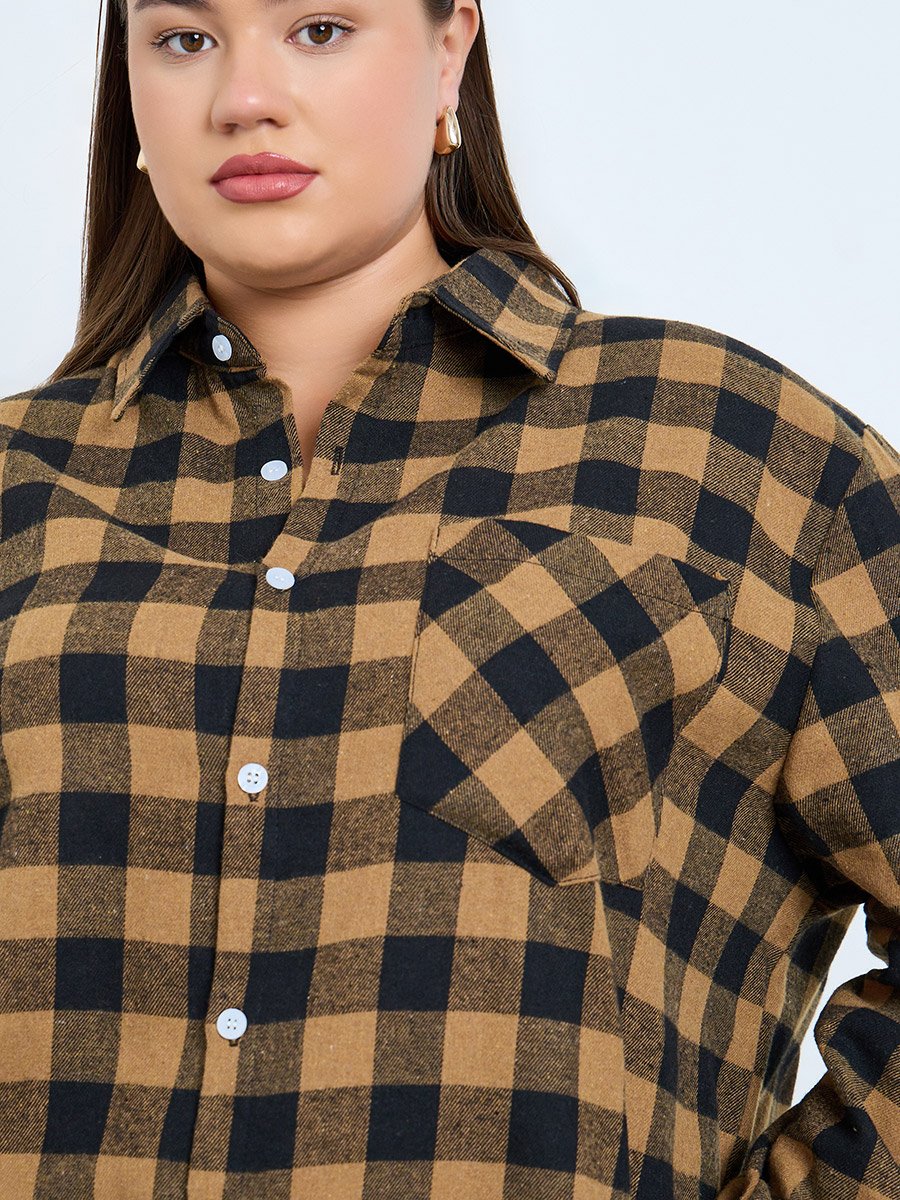 Plus Size Plaid Flannel Oversized Shirt