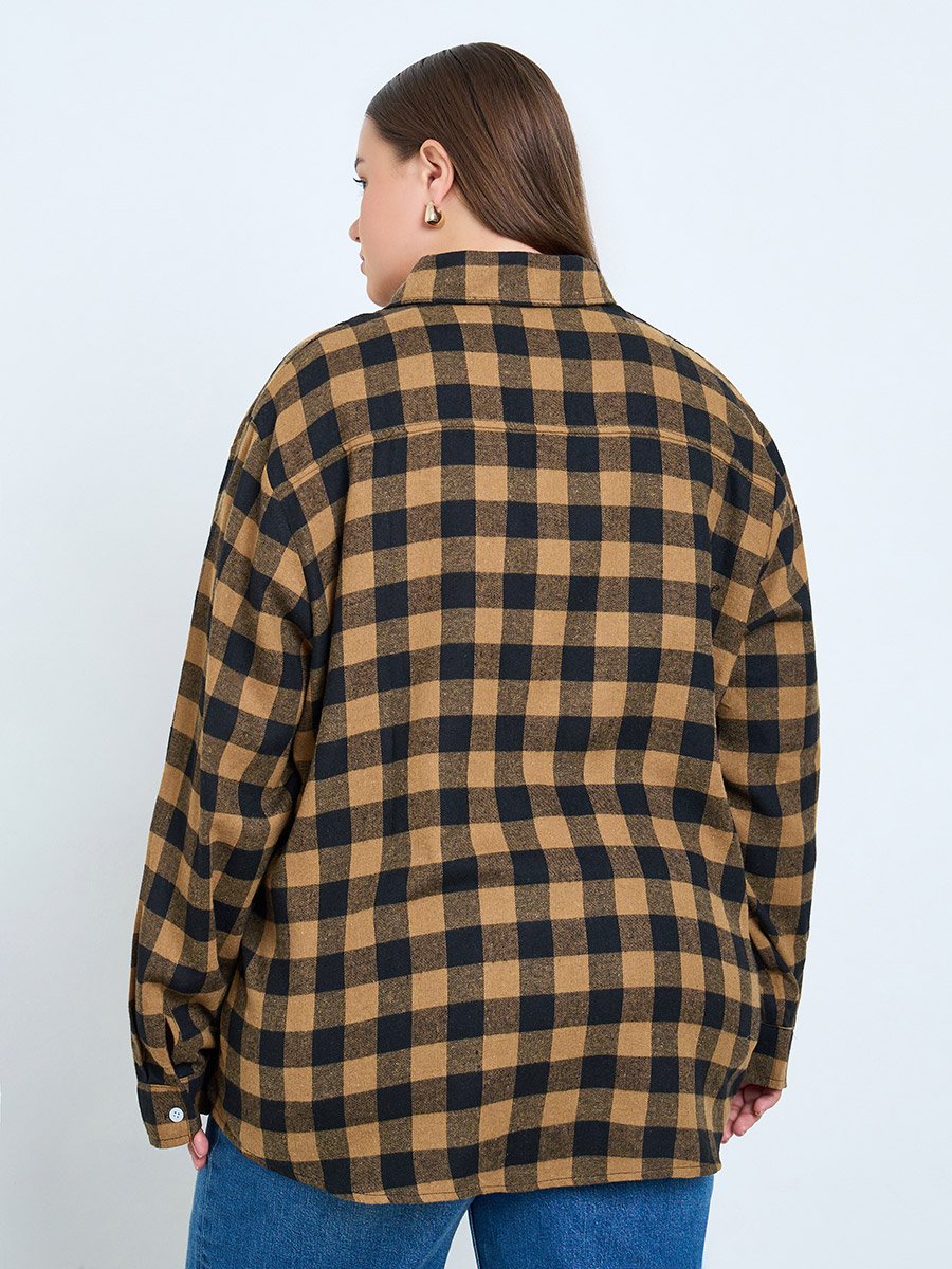 Plus Size Plaid Flannel Oversized Shirt