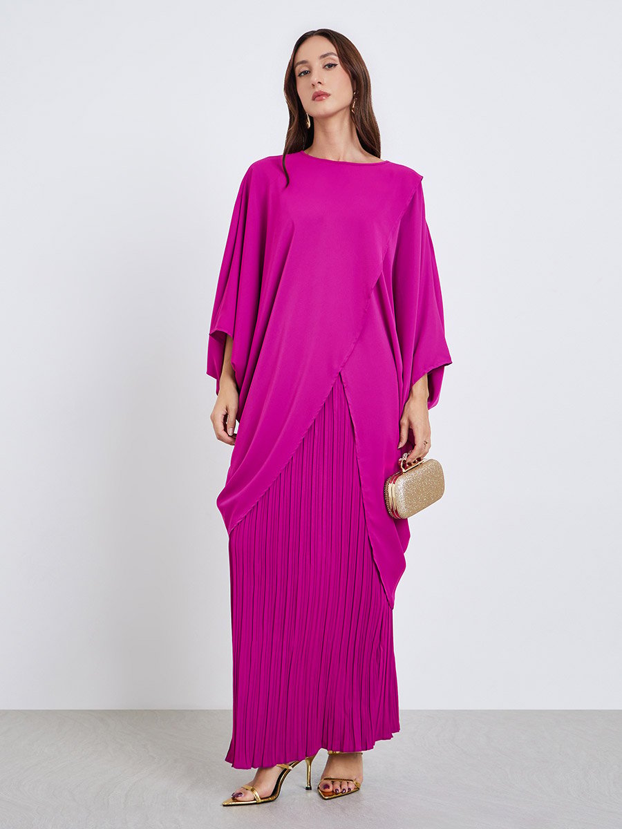 Women Wrap Front Top and Pleated Skirt Co-Ords