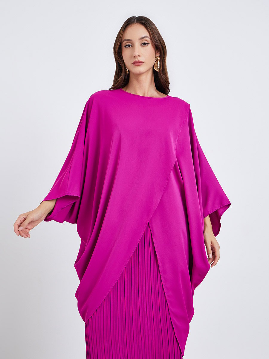Women Wrap Front Top and Pleated Skirt Co-Ords