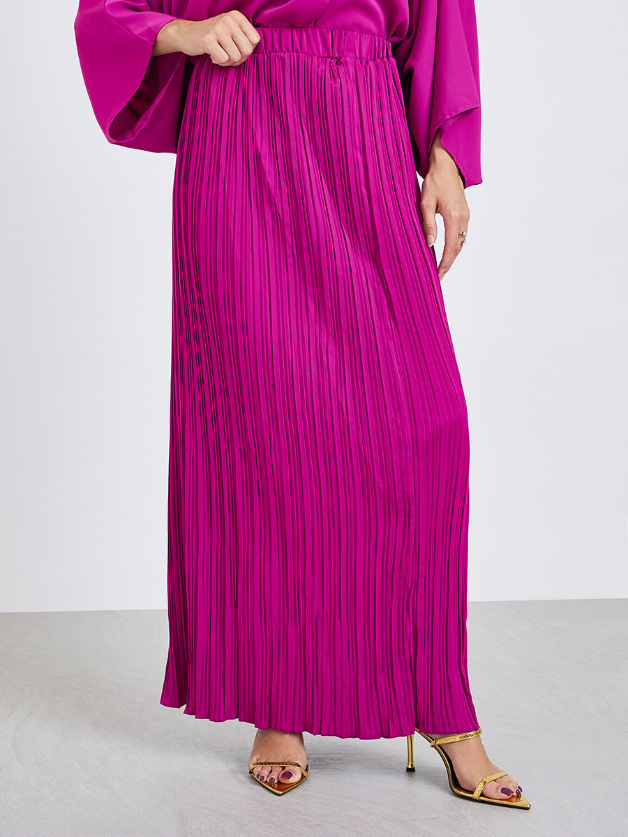 Women Wrap Front Top and Pleated Skirt Co-Ords