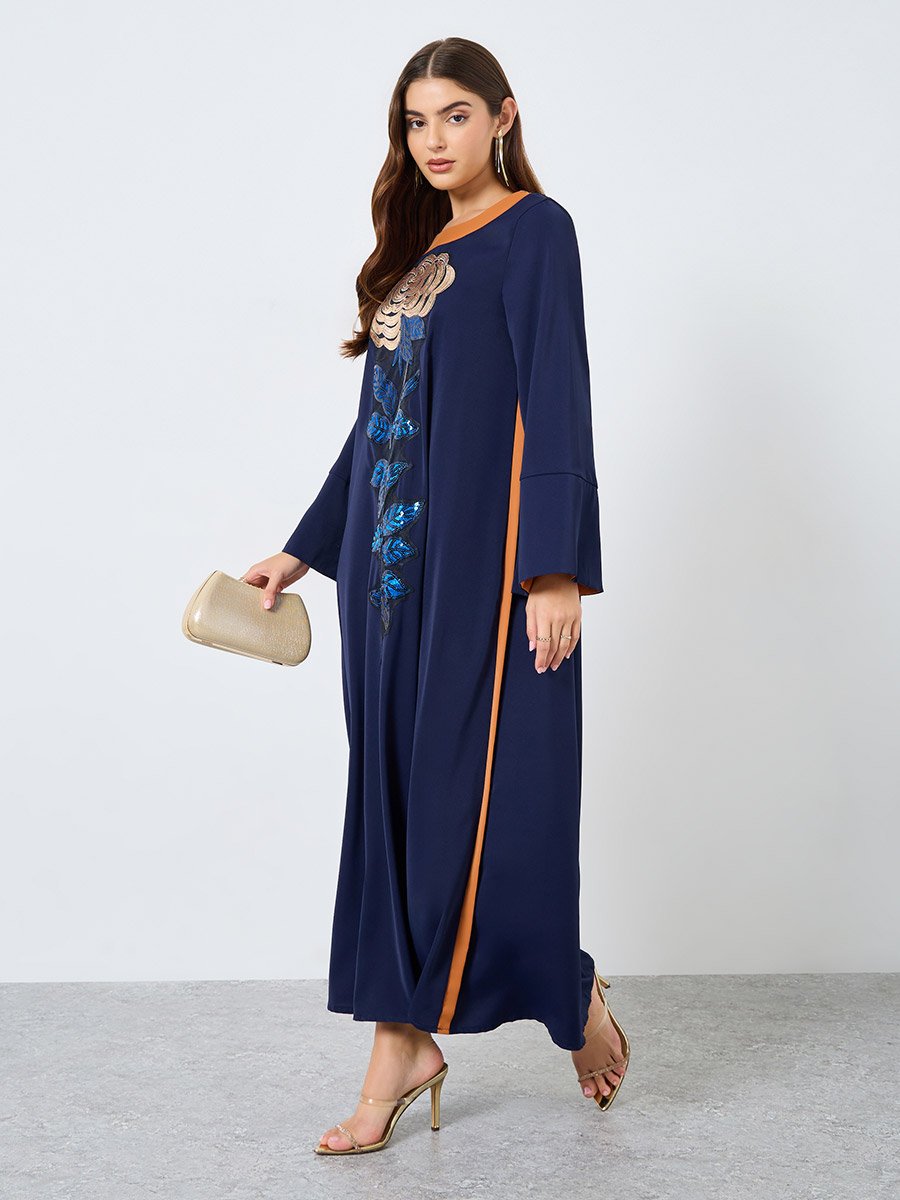 Sequin Embellished Long Sleeve Jalabiya