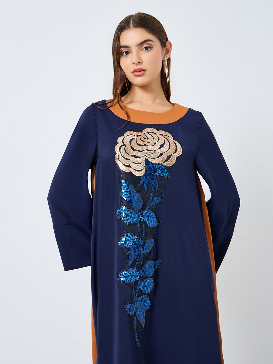 Sequin Embellished Long Sleeve Jalabiya