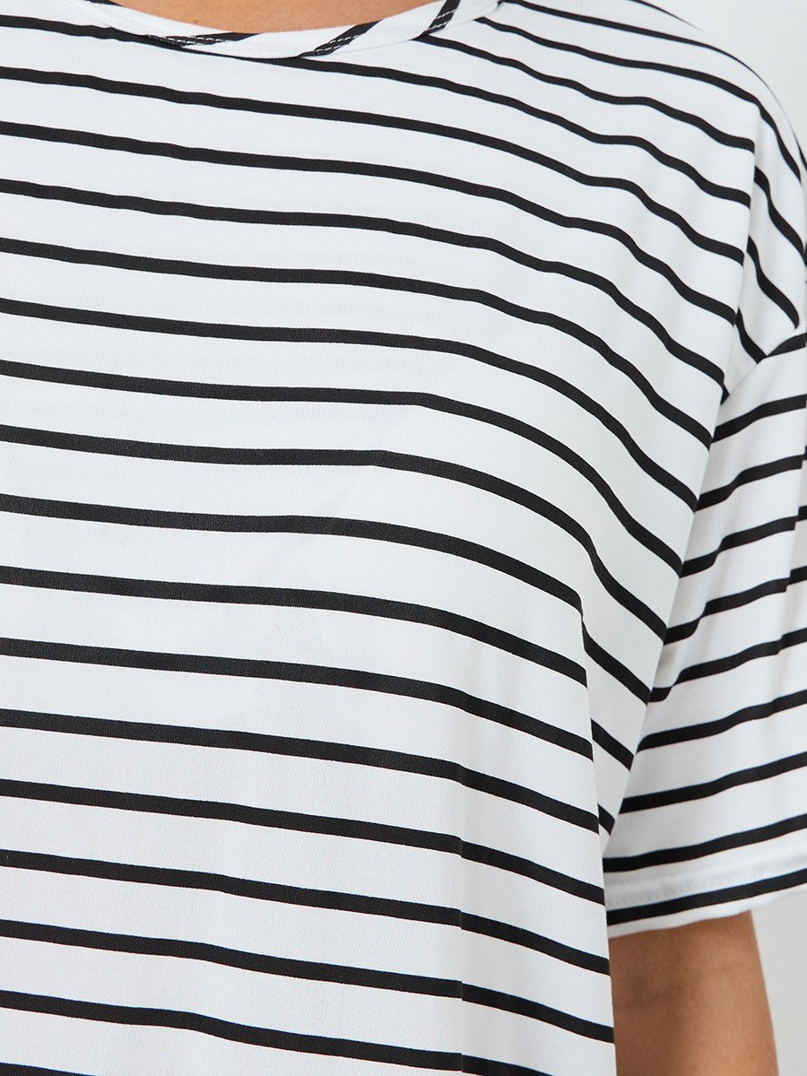 Striped Drop Shoulder Sleep T-Shirt Dress