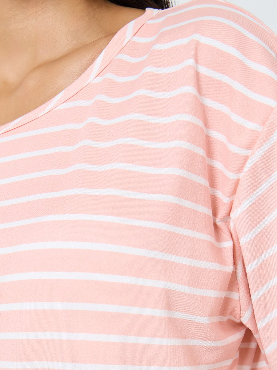 Striped Drop Shoulder Sleep T-Shirt Dress