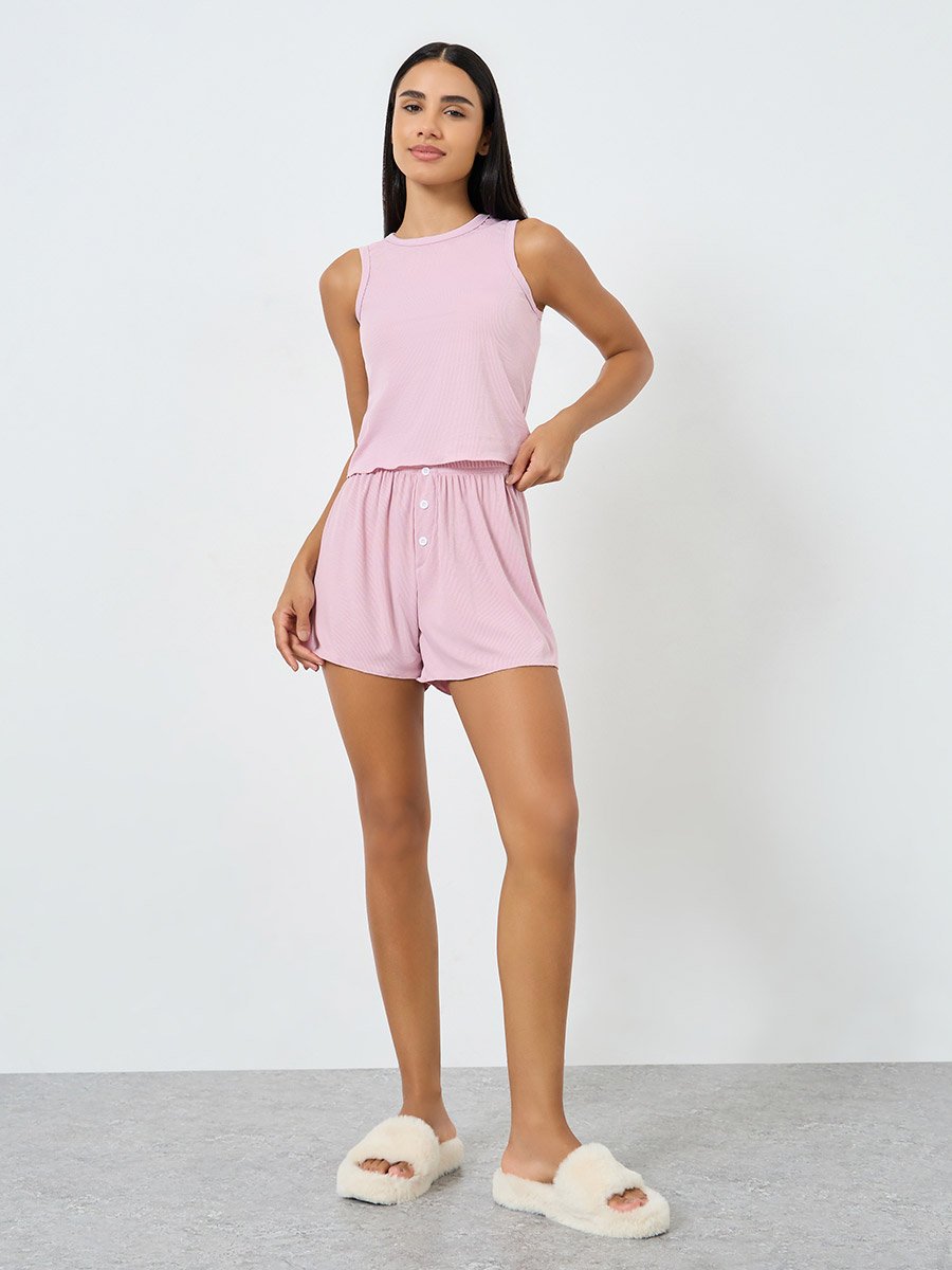 Lettuce Hem Tank Top and Shorts Set
