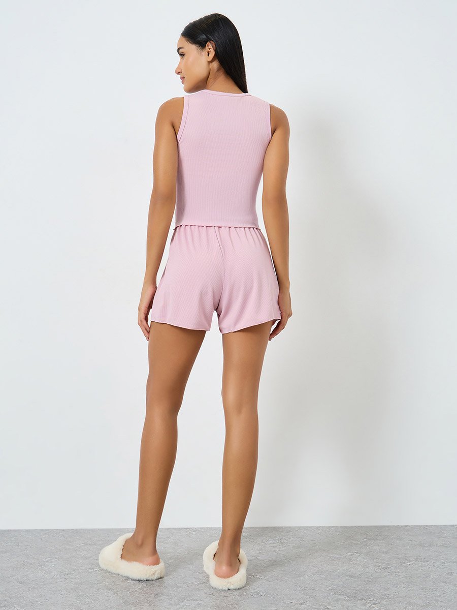 Lettuce Hem Tank Top and Shorts Set