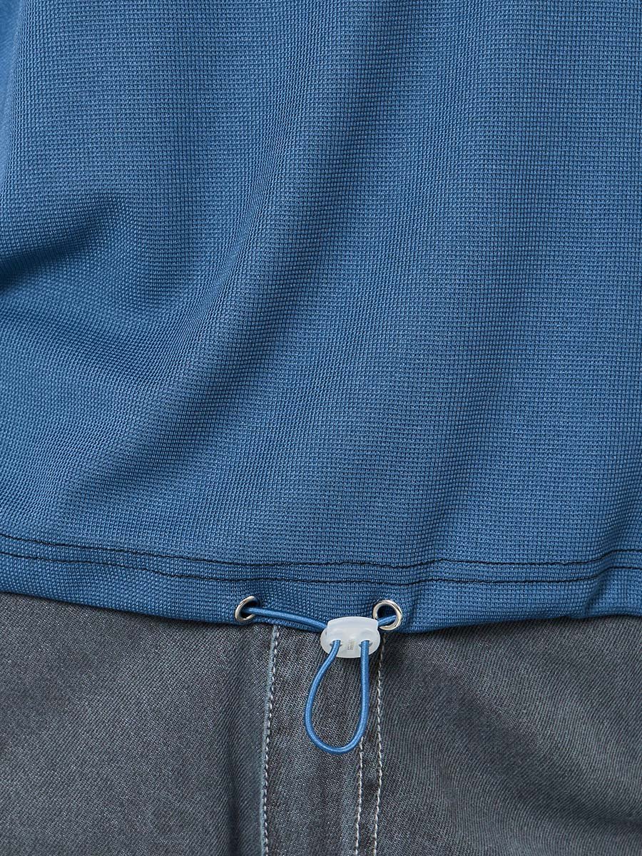 Navy Blue Relaxed Polo T-Shirt with Toggle Detail