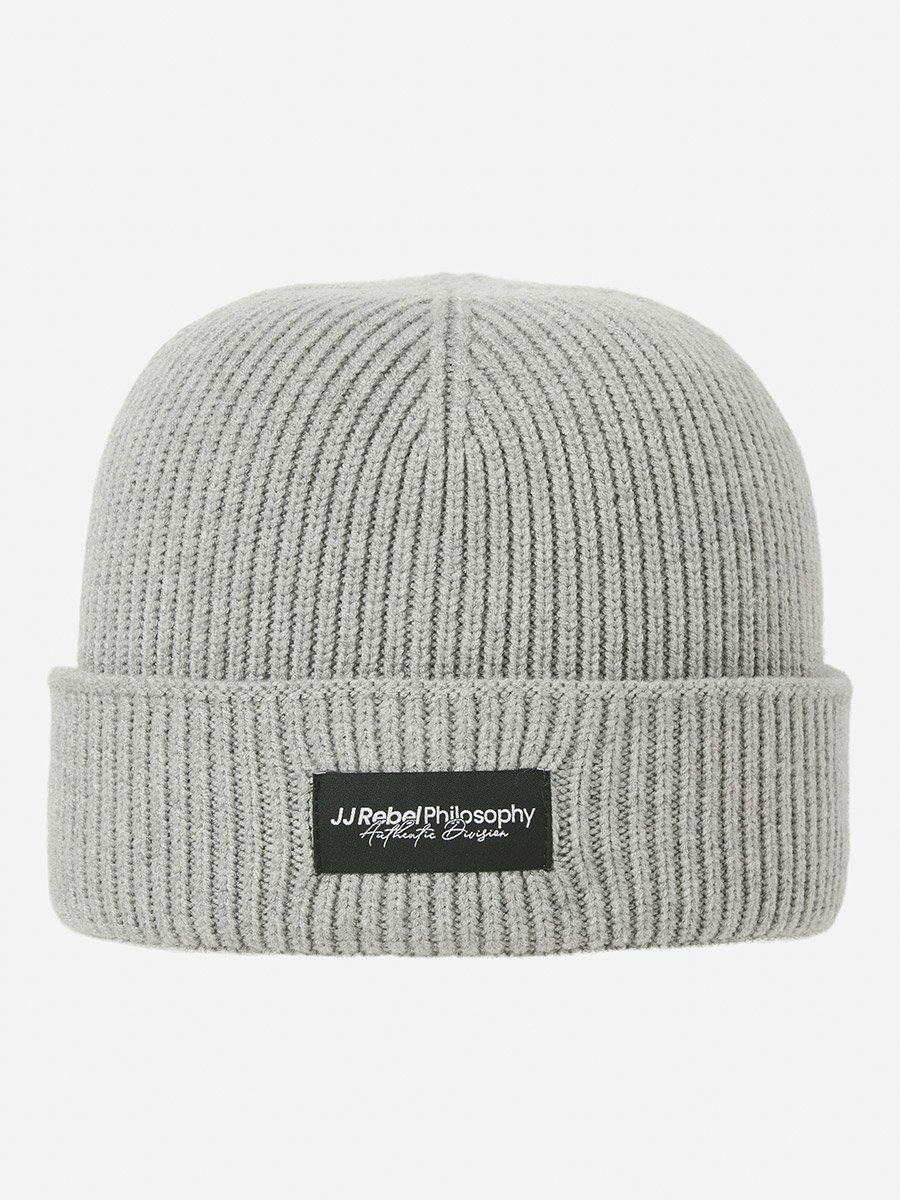 Grey Ribbed Knit Beanie