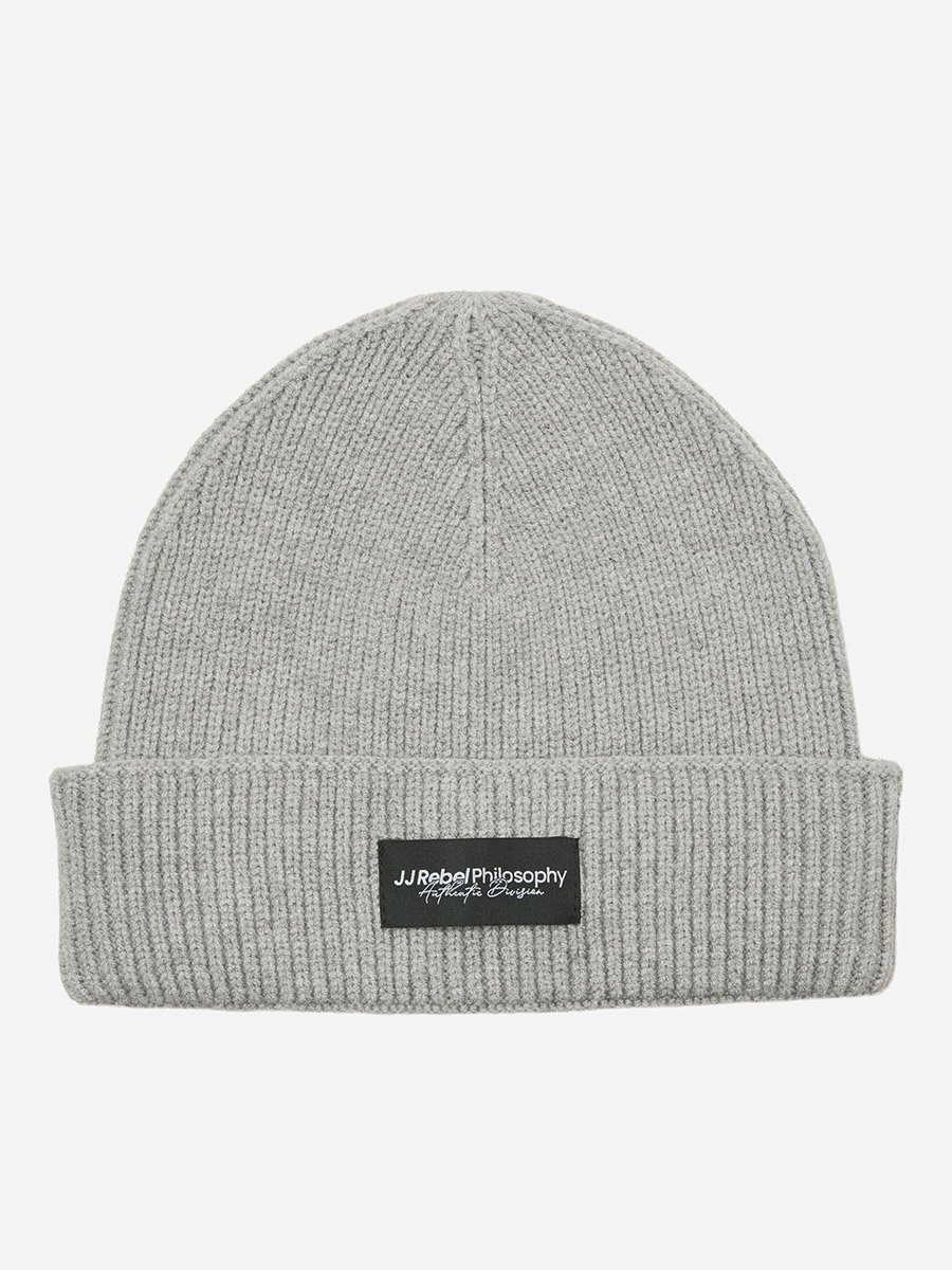 Grey Ribbed Knit Beanie