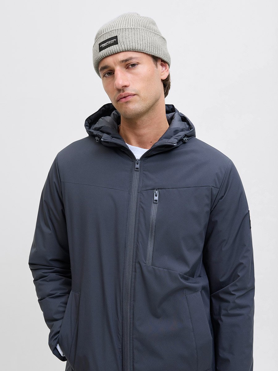 Grey Ribbed Knit Beanie