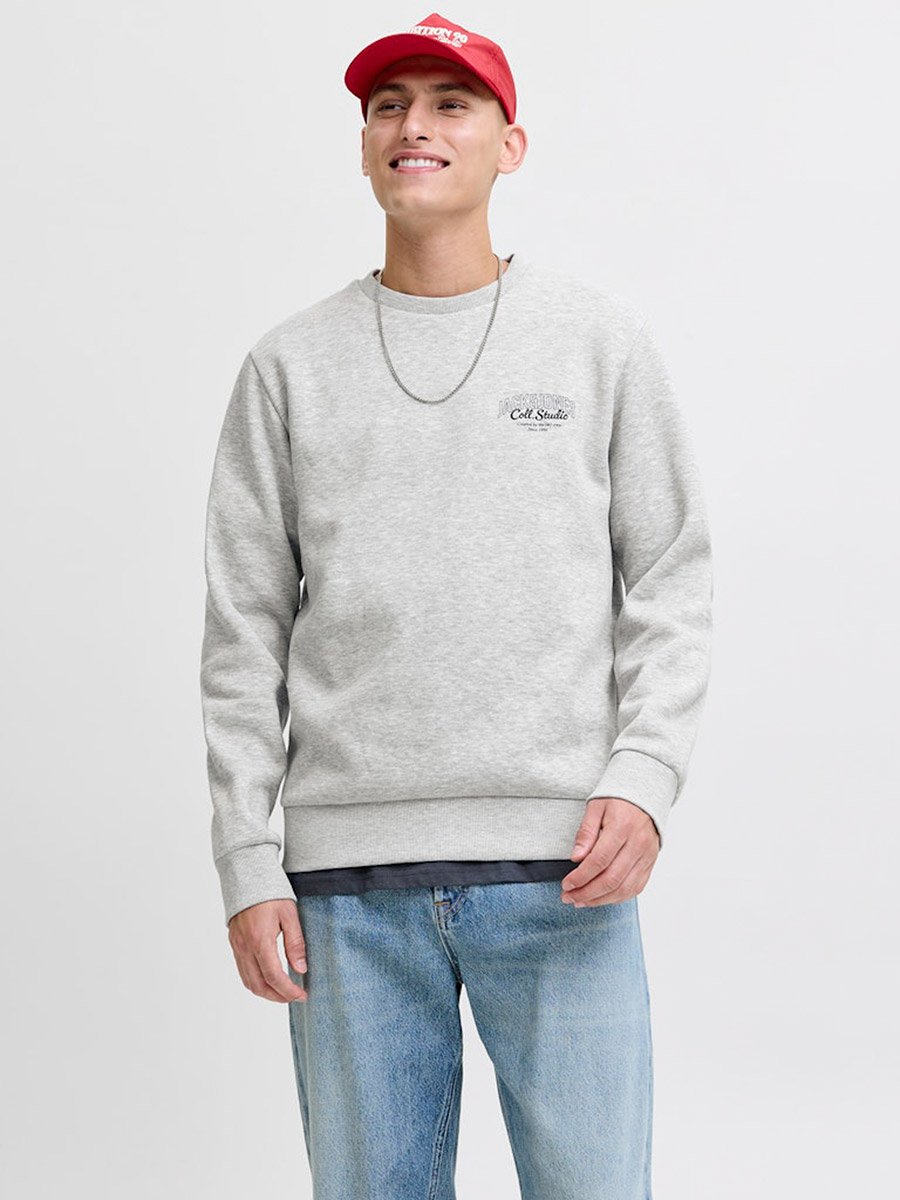 Grey Printed Round Neck Sweatshirt