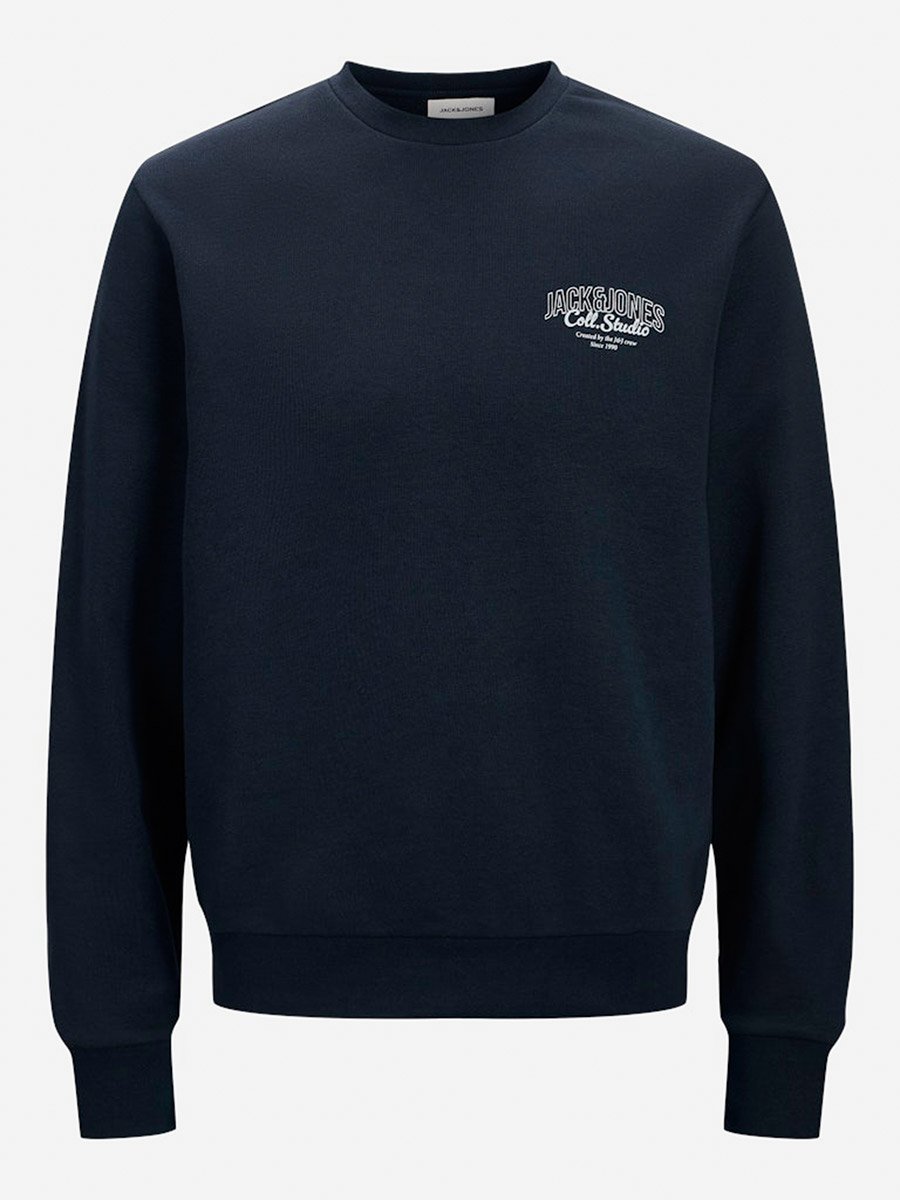 Navy Blue Printed Round Neck Sweatshirt