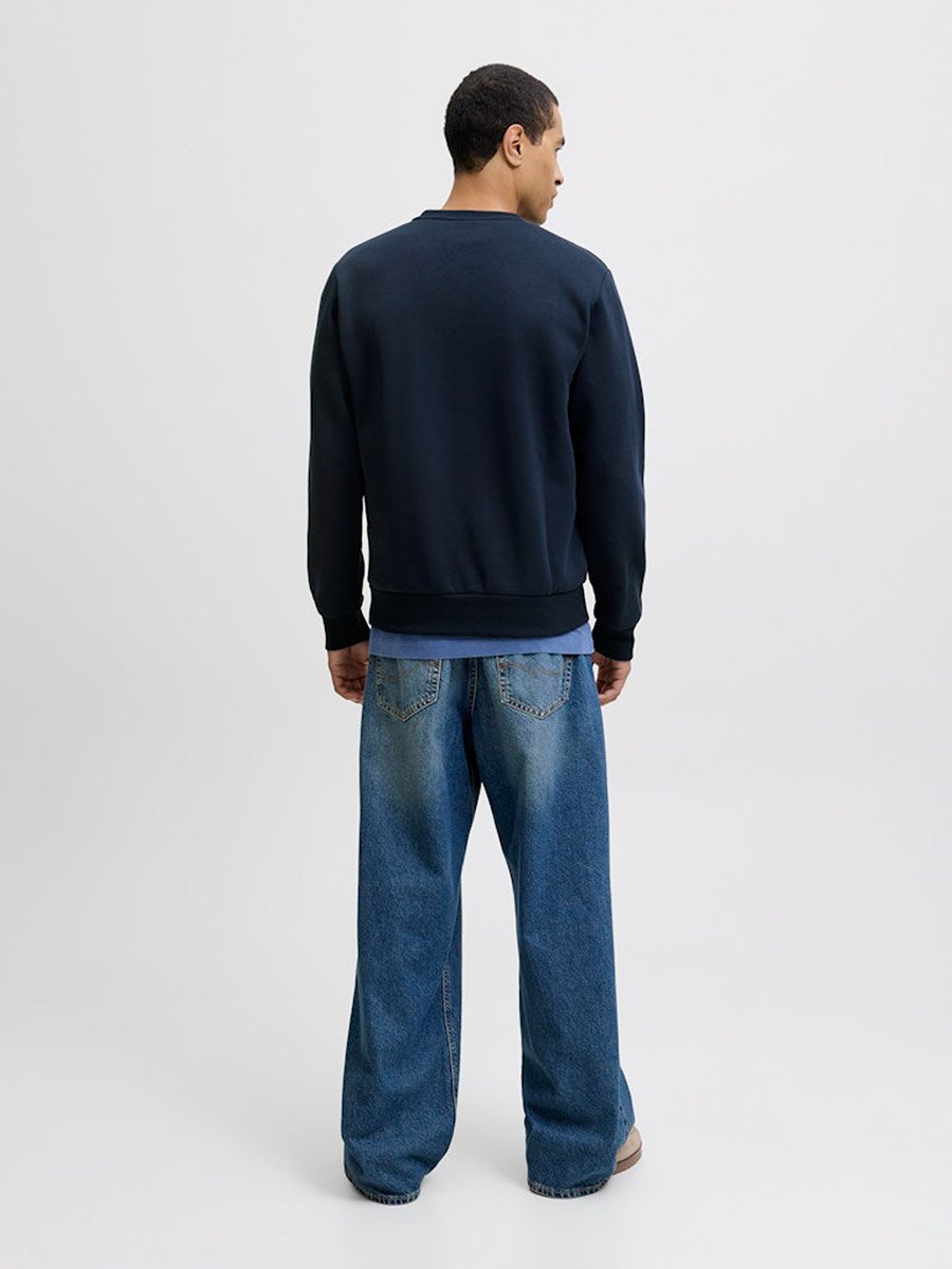 Navy Blue Printed Round Neck Sweatshirt