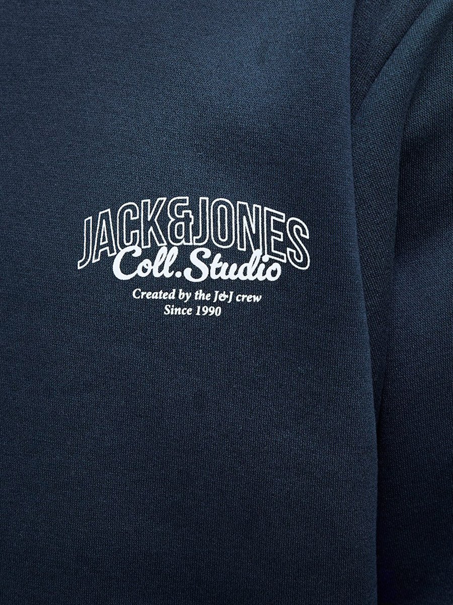 Navy Blue Printed Round Neck Sweatshirt