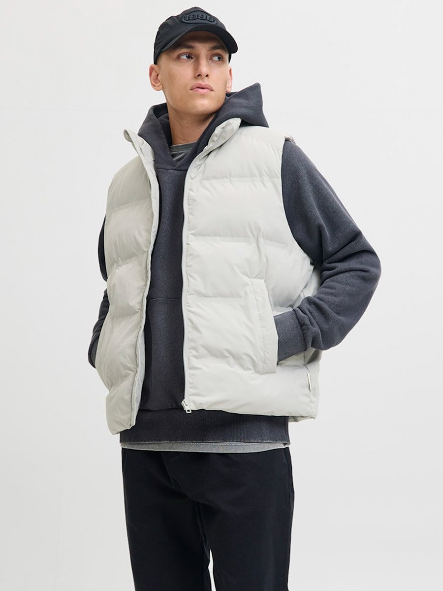 White Zip-Up Padded Gilet