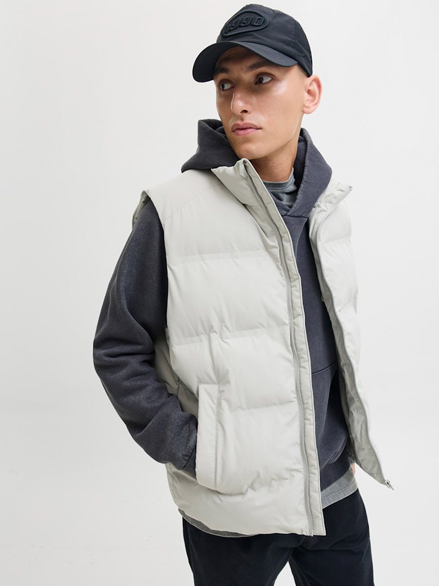 White Zip-Up Padded Gilet