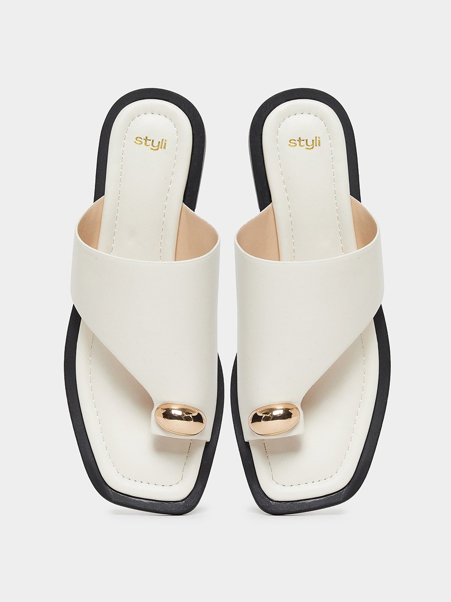 Solid Toe Post Flat Sandals
