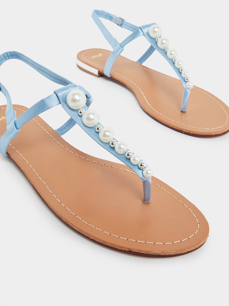 Pearl Embellished Flat Sandals