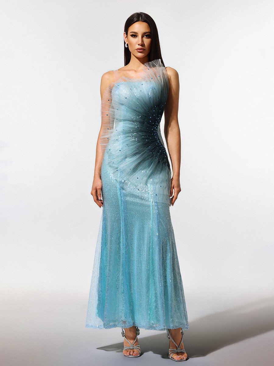 Women Sequin Mermaid Hem Maxi Dress