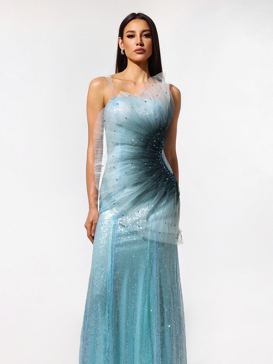 Women Sequin Mermaid Hem Maxi Dress