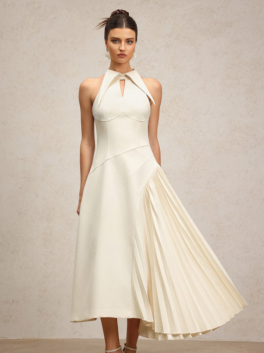 Women White Cut Out Detail Sleeveless Maxi Dress