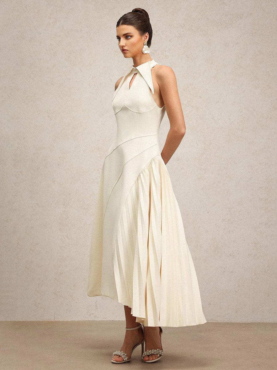 Women White Cut Out Detail Sleeveless Maxi Dress