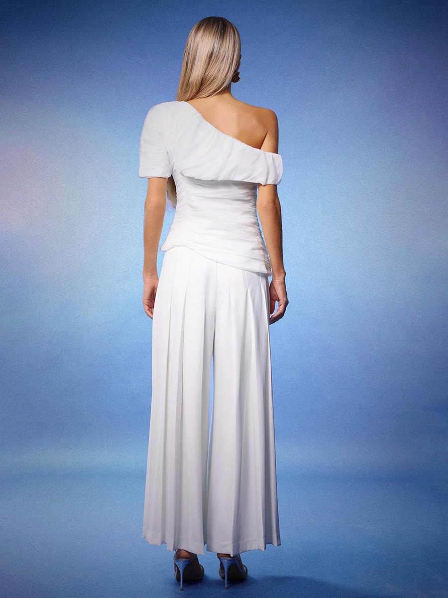 Women One Shoulder Top and Wide Leg Pants Co-Ords