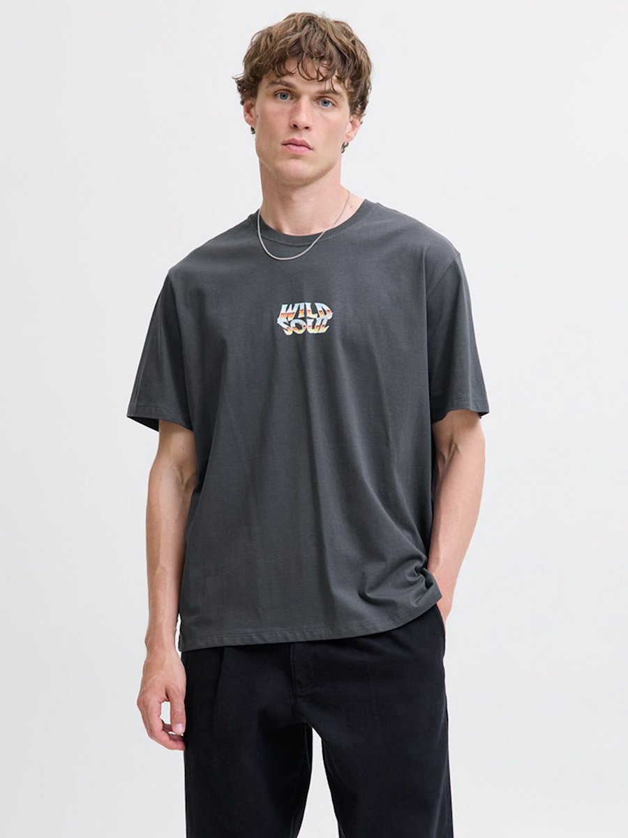 Charcoal Graphic Print Crew Neck T-Shirt