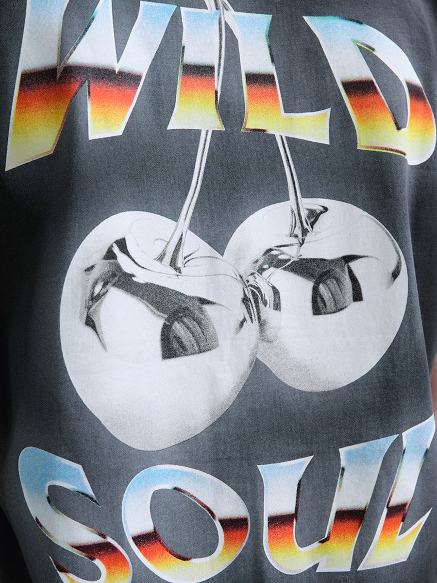 Charcoal Graphic Print Crew Neck T-Shirt