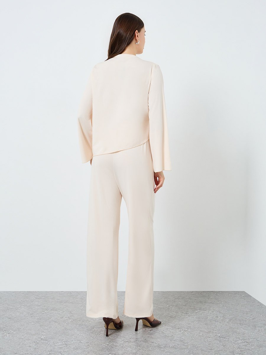 Women Asymmetric Hem Top and Pants Co-Ords