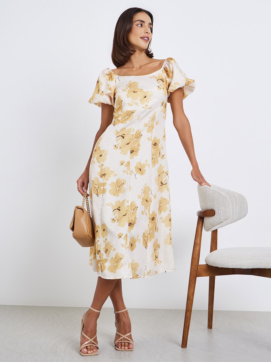 Women Floral Midi A-Line Dress