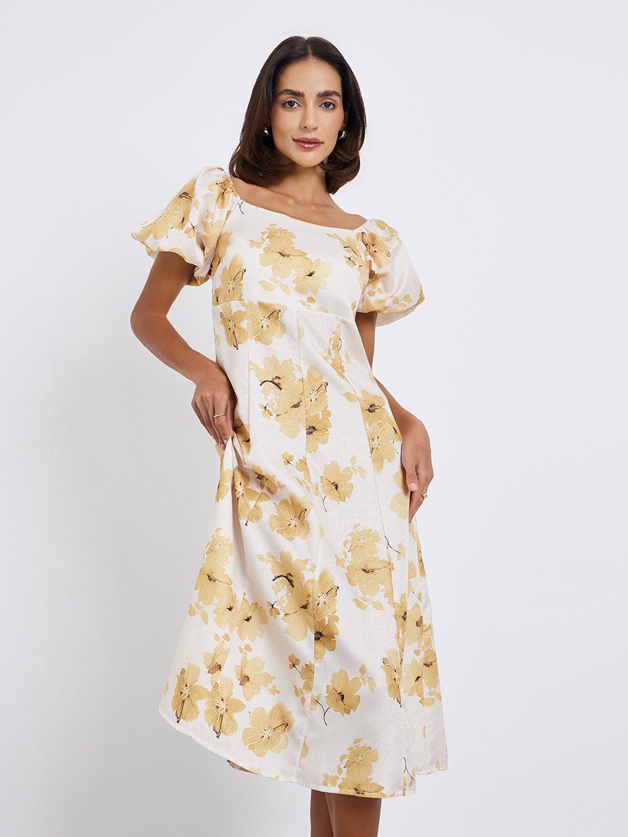 Women Floral Midi A-Line Dress