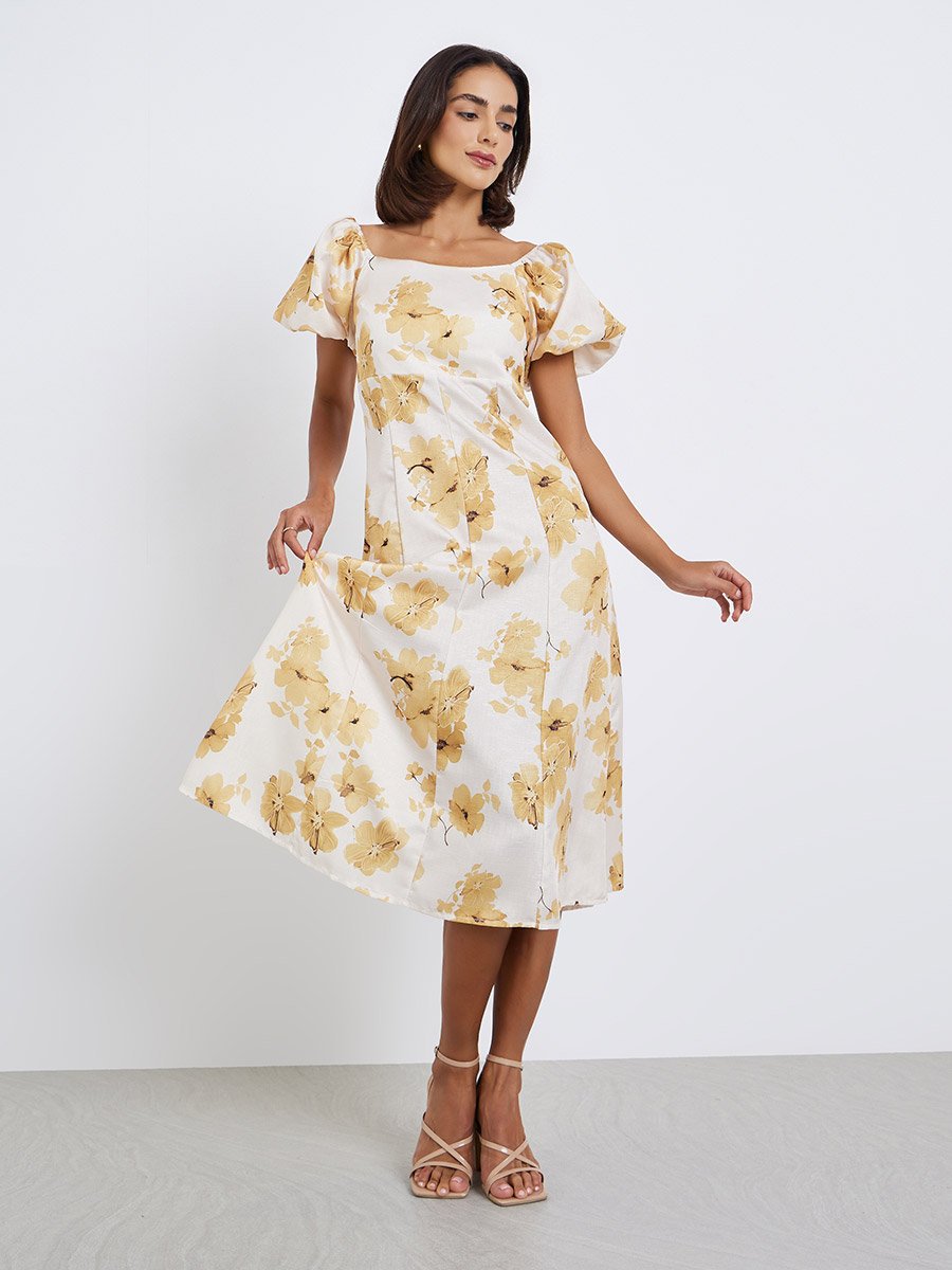 Women Floral Midi A-Line Dress