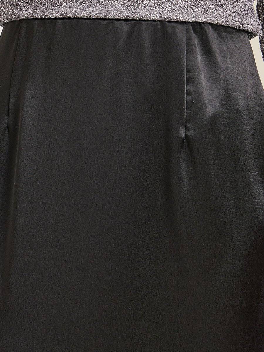 Black Satin A-Line Maxi Skirt
