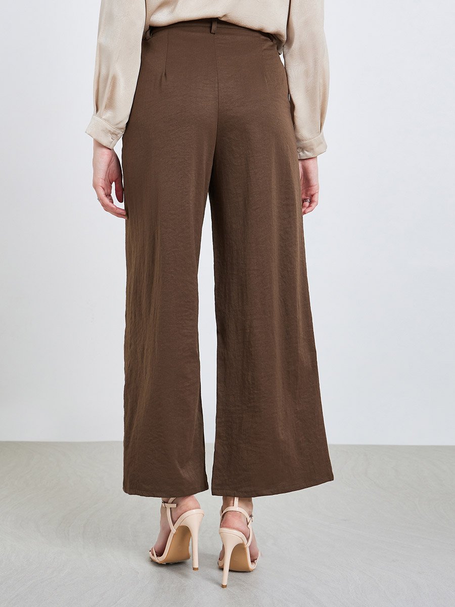 Women Brown Wide Leg Trousers
