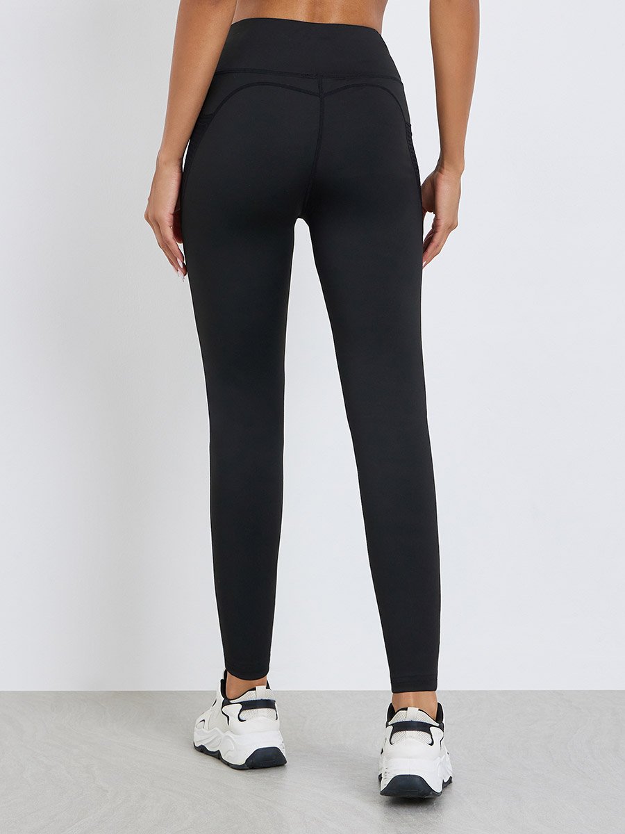 Women Textured Pocket Reflective Stripe 7/8 Leggings