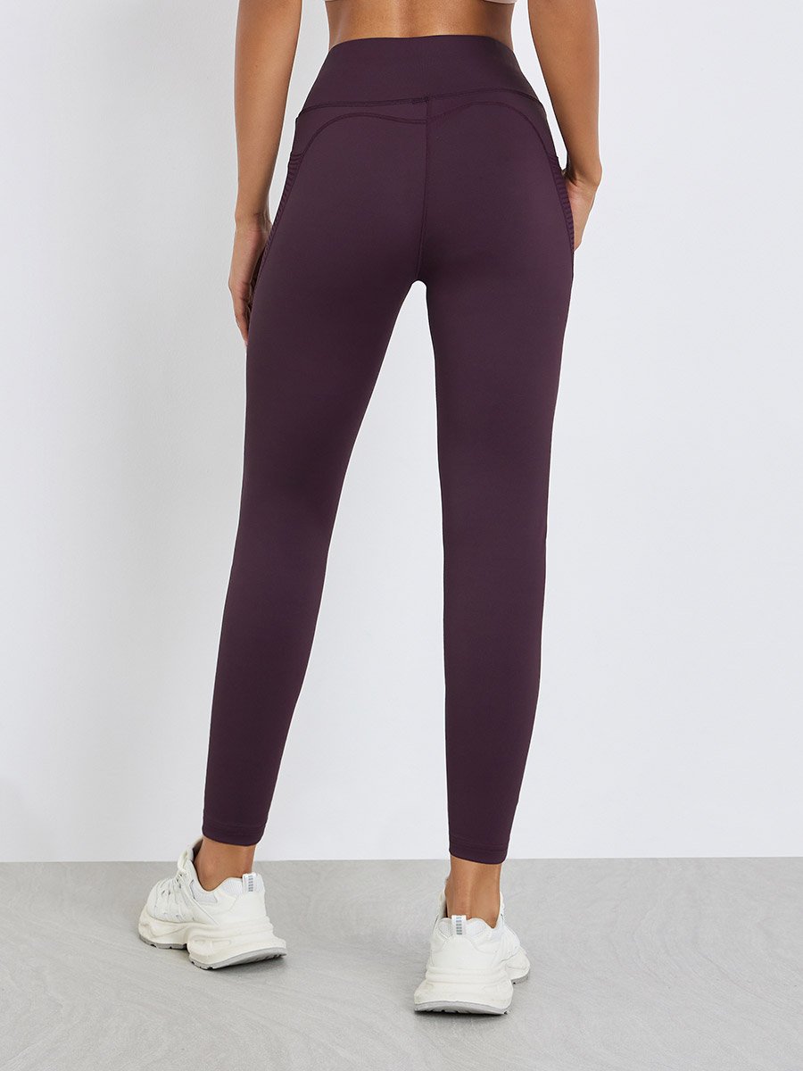 Women Textured Pocket Reflective Stripe 7/8 Leggings